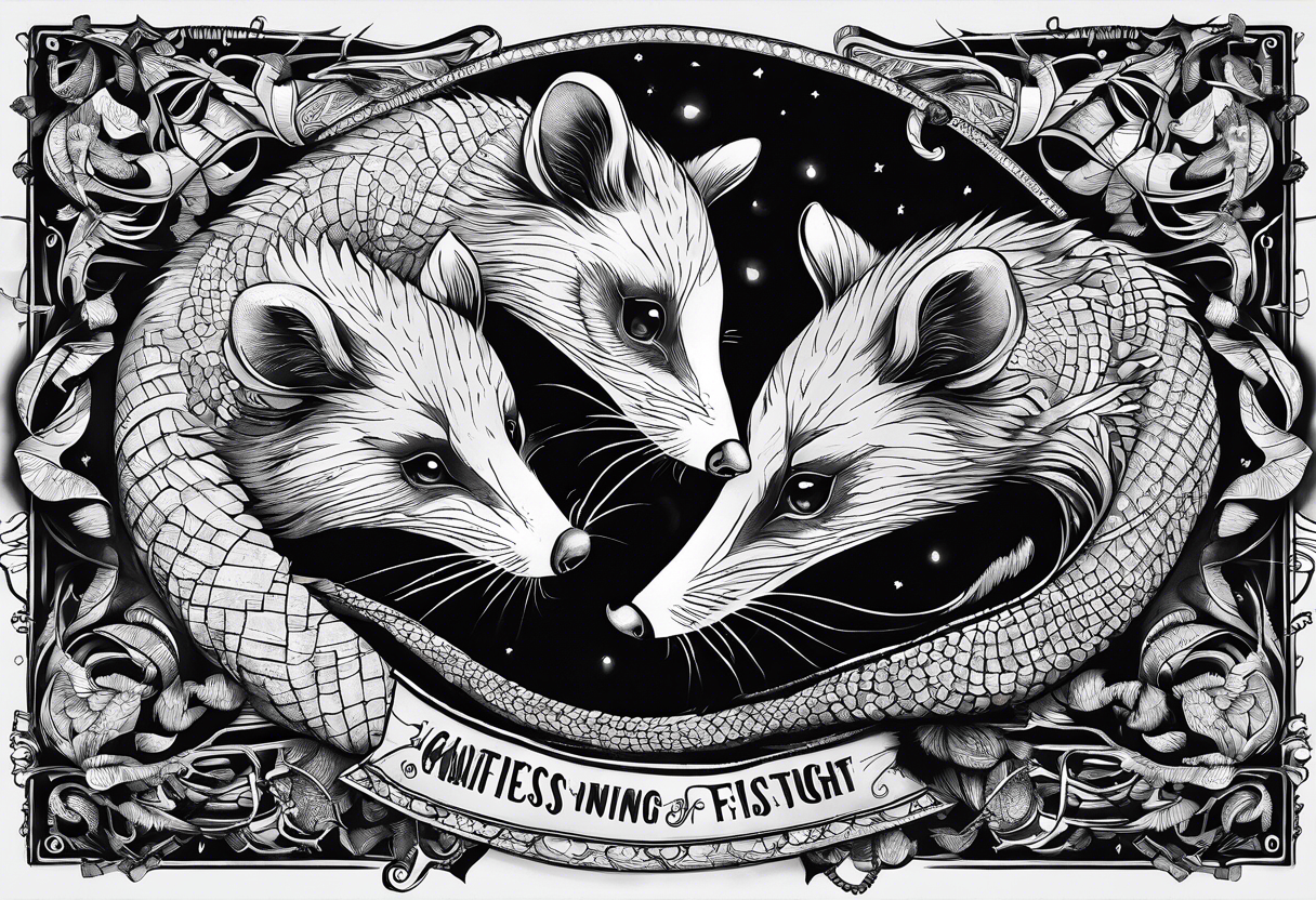 A possum hissing with the words “this meeting could have been a fist fight” behind it tattoo idea