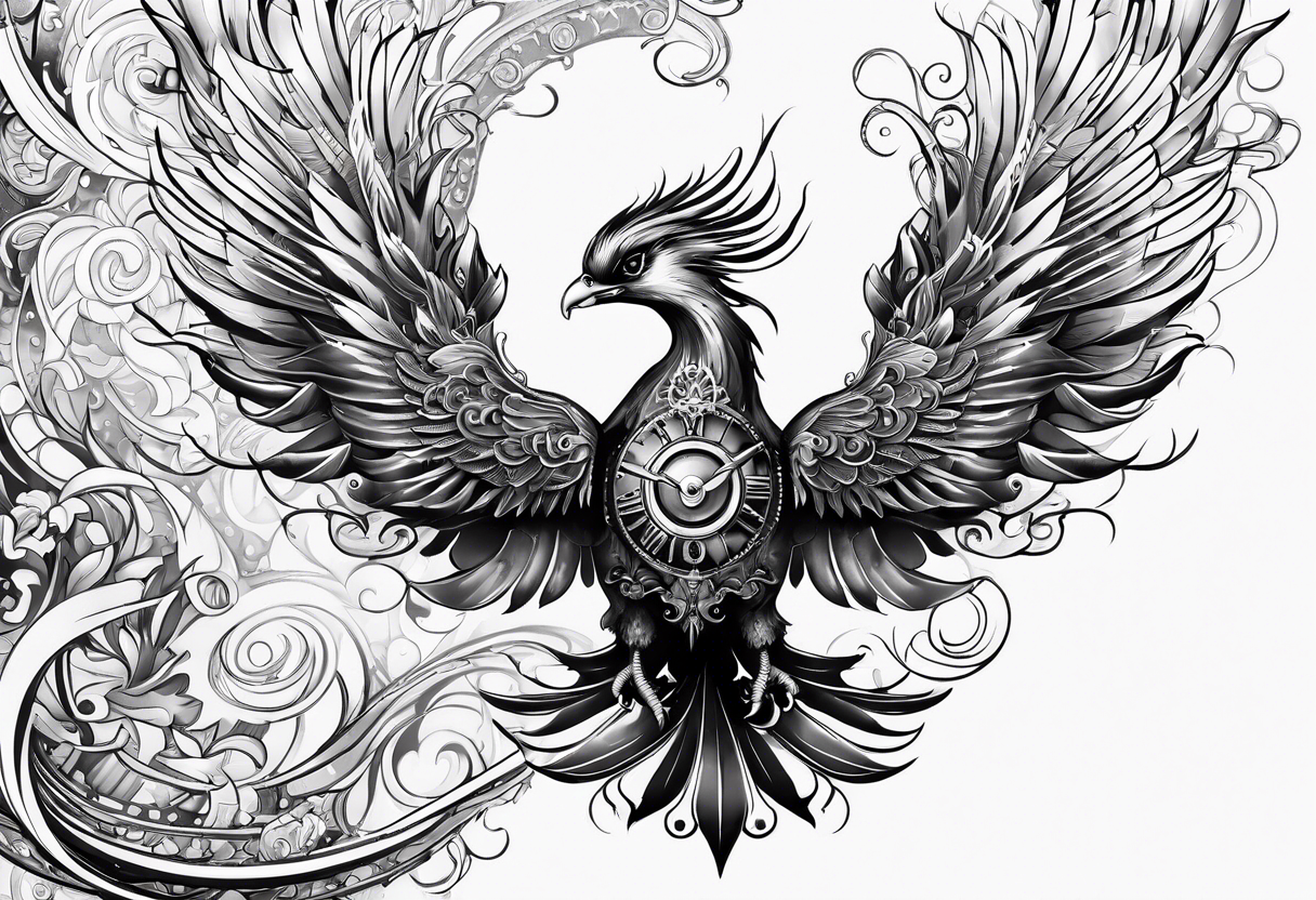 steampunk phoenix tattoo idea