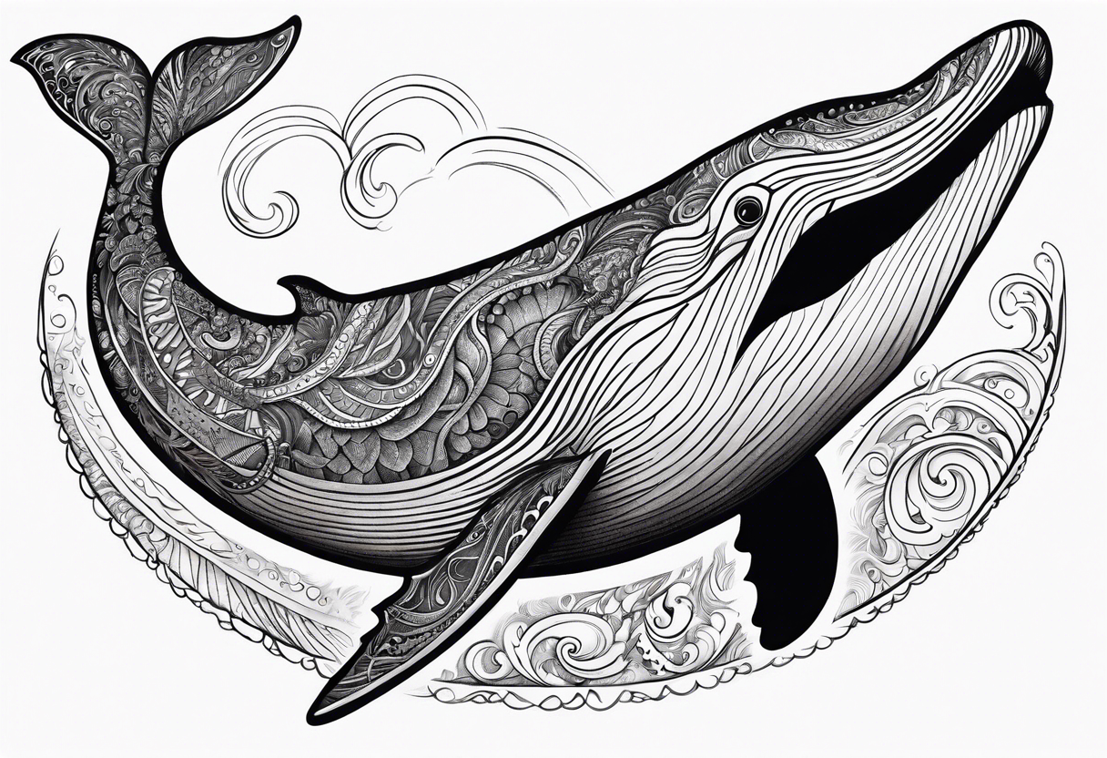 Shoulder Breaching North Pacific humpback whale paisley tattoo idea