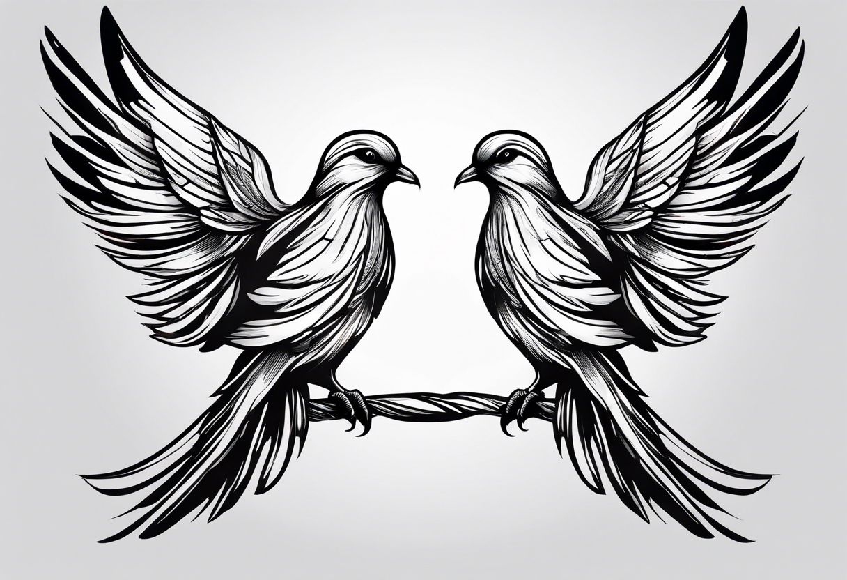 very thin feather releasing small doves from the top tattoo idea