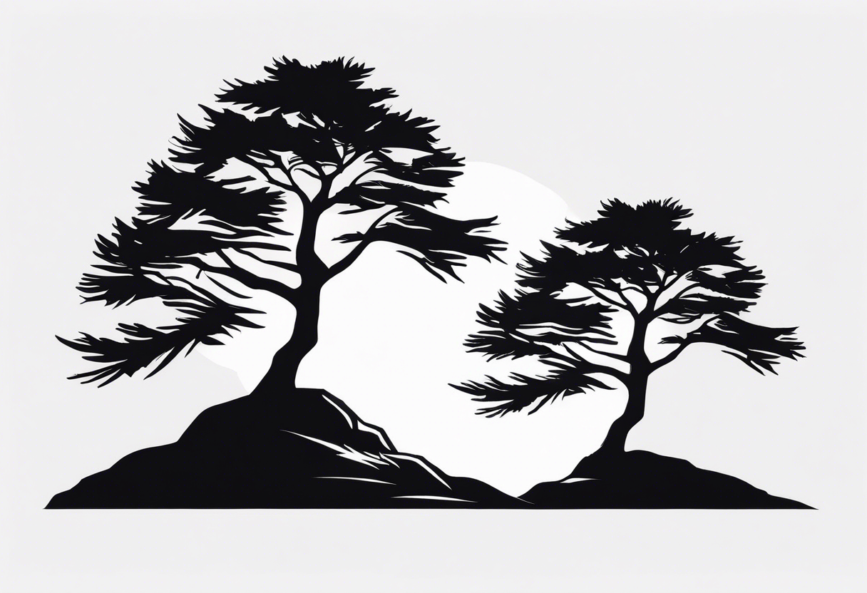 Two Pine tree silhouette tattoo idea