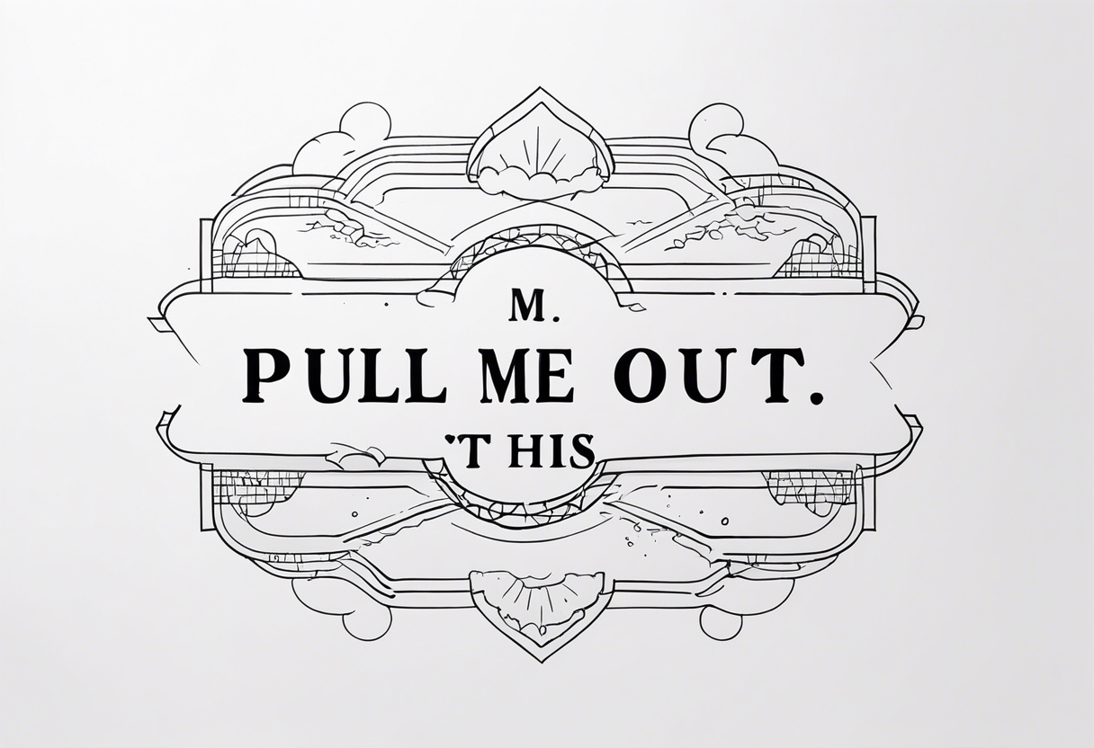 A horizontal fine line quote tattoo that says “pull me out of this” tattoo idea