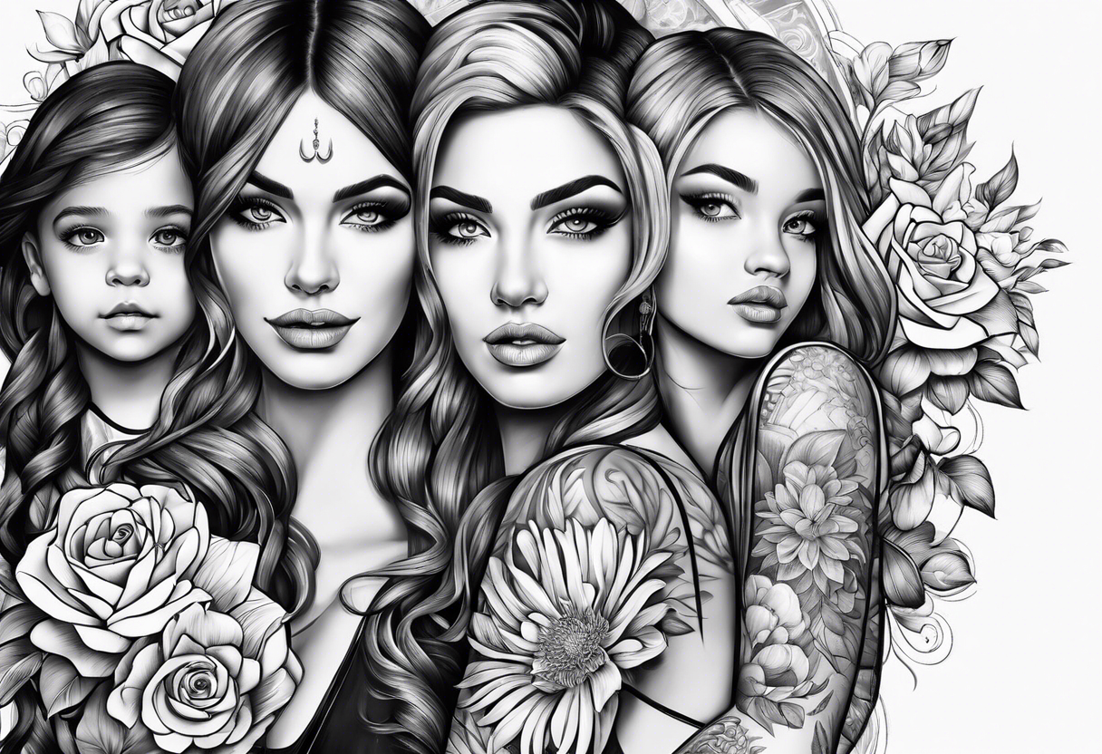 Mum with her 3 girls tattoo idea