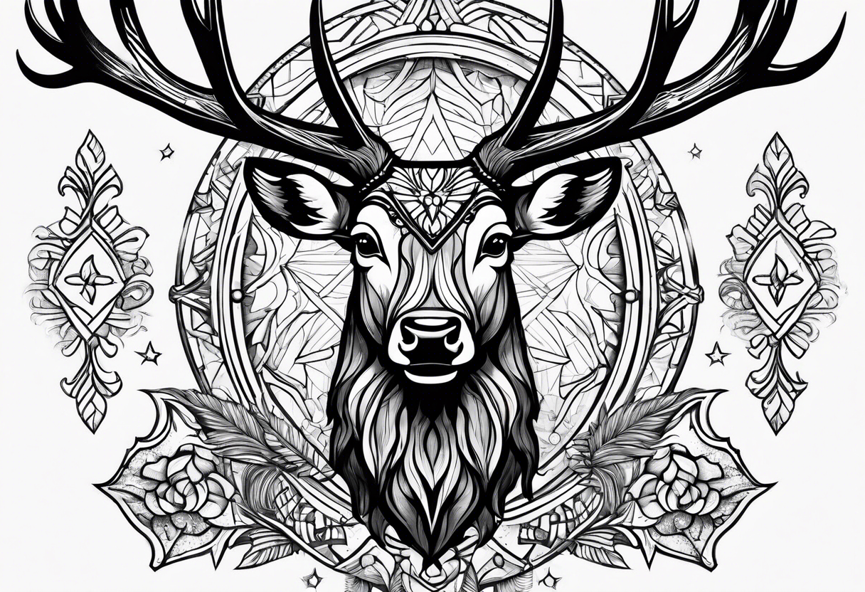 buck's antlers making a cool design tattoo idea