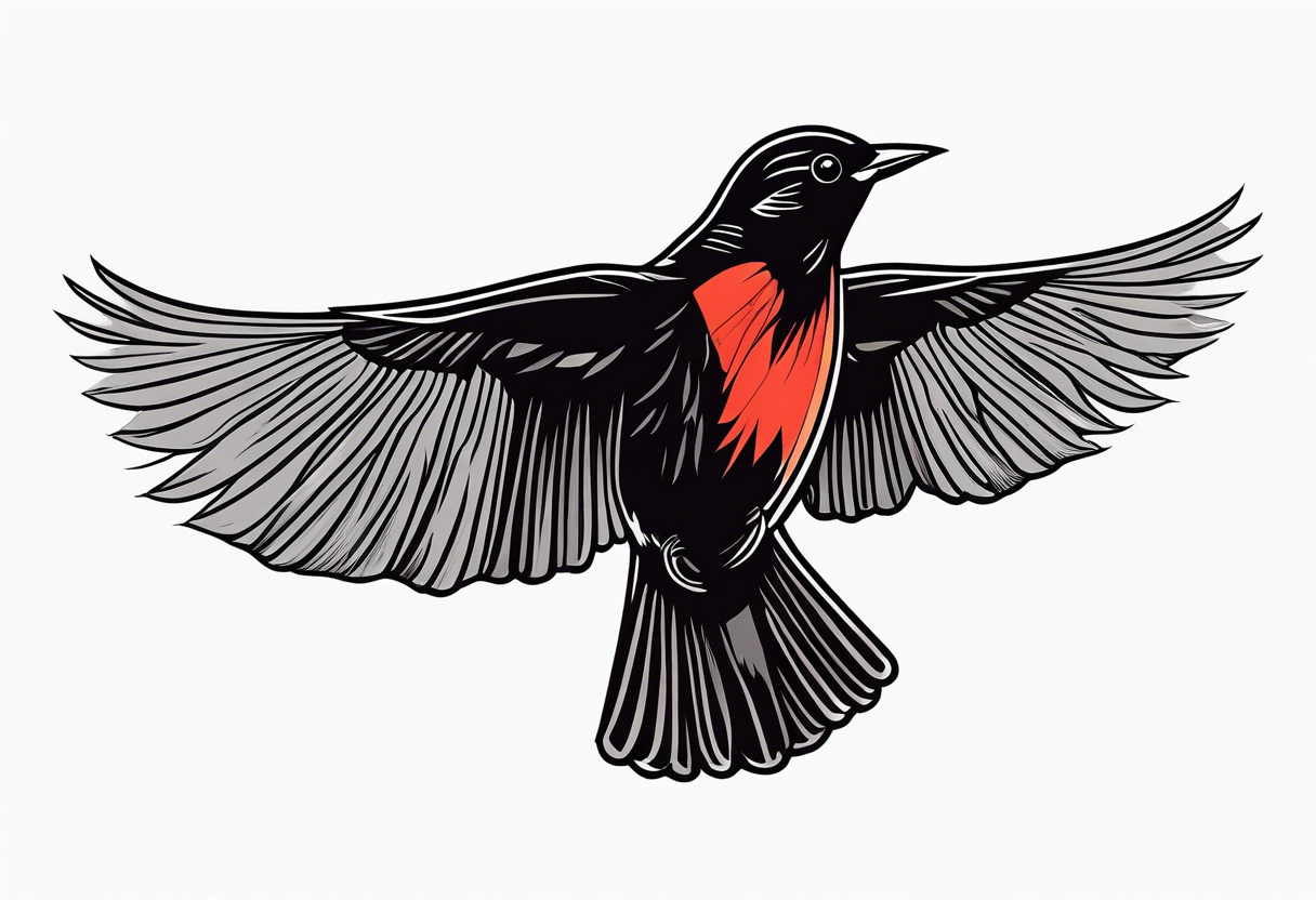 redwing blackbird flying for back tattoo idea