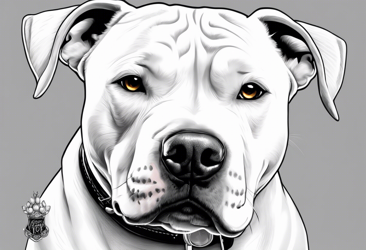 white pitbull pointed ears, paw tattoo idea