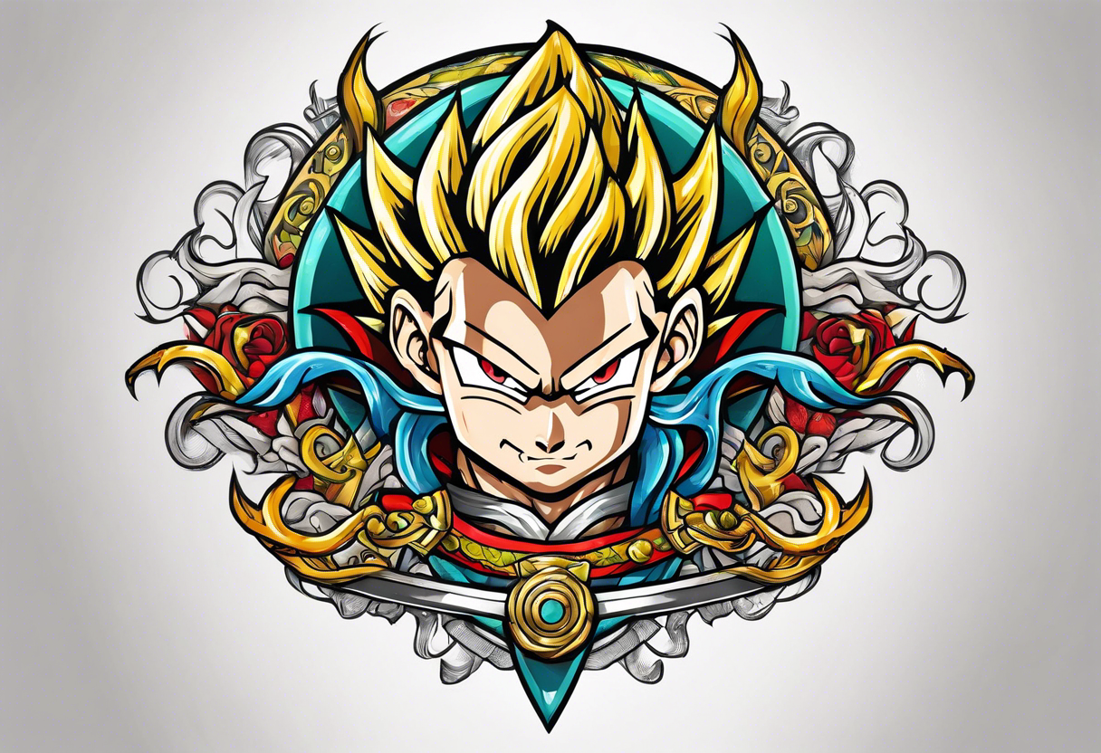 Future trunks sword with shenron spiraling around it tattoo idea