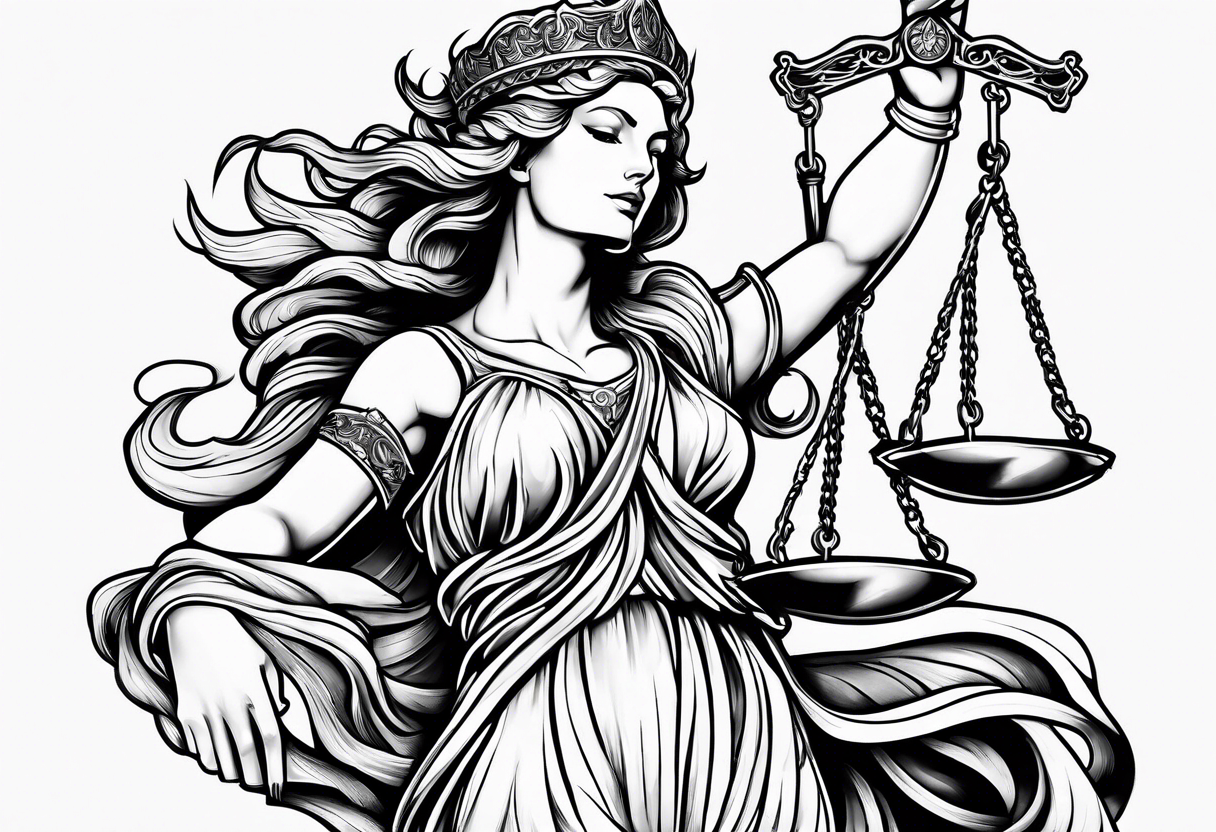 lady justice pheonix tattoo idea