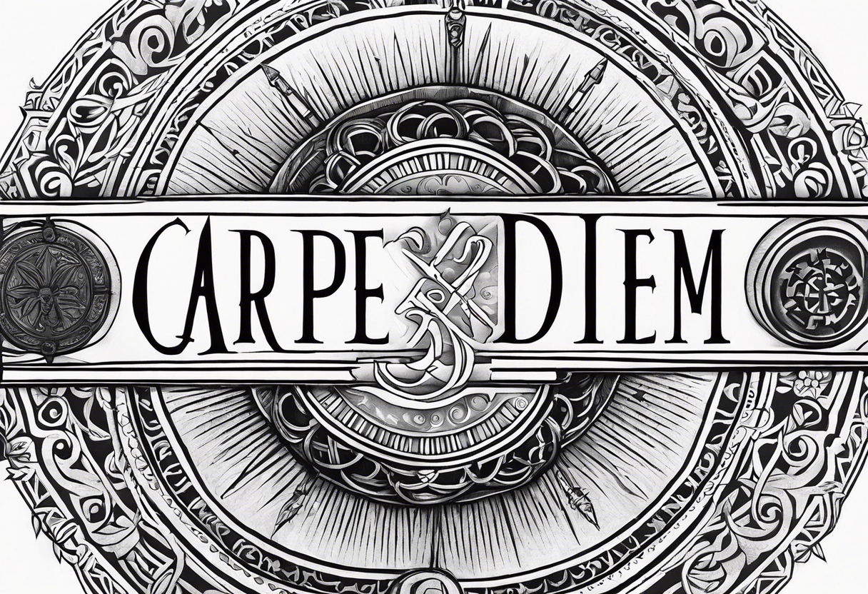 “Carpe Diem” Latin writing with Jedi order logo in the middle tattoo idea