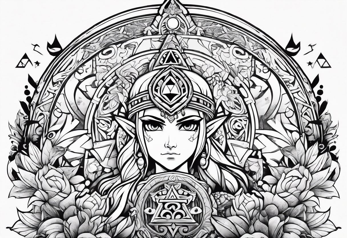 Legend Of Zelda arm sleeve tattoo idea