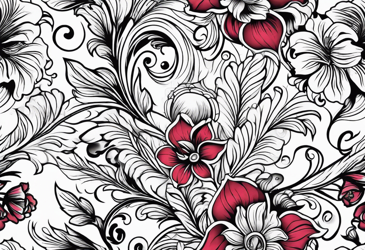 floral prints seamless ,colorful tattoo idea