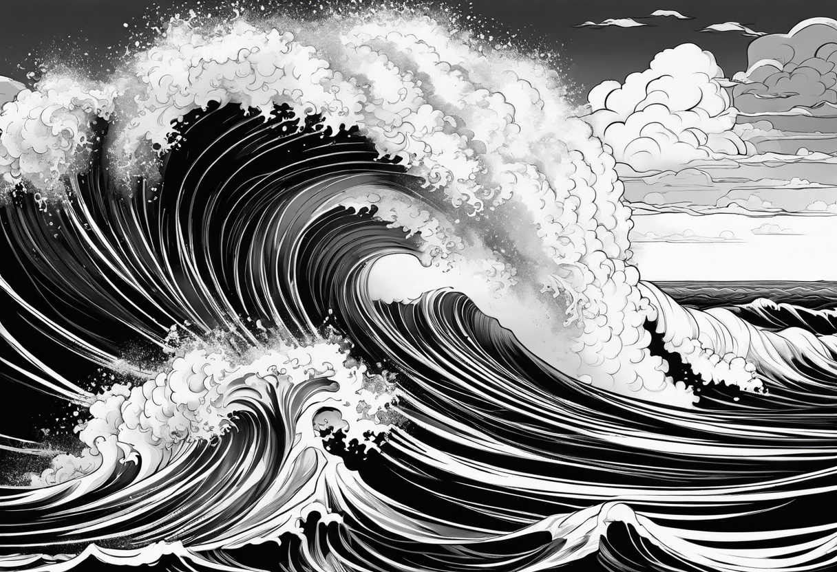 god, stormy sea, full length tattoo idea