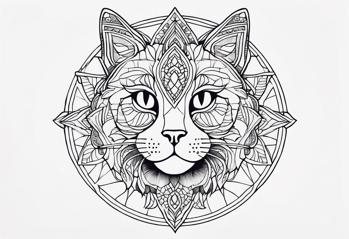 Cat mandala tattoo idea