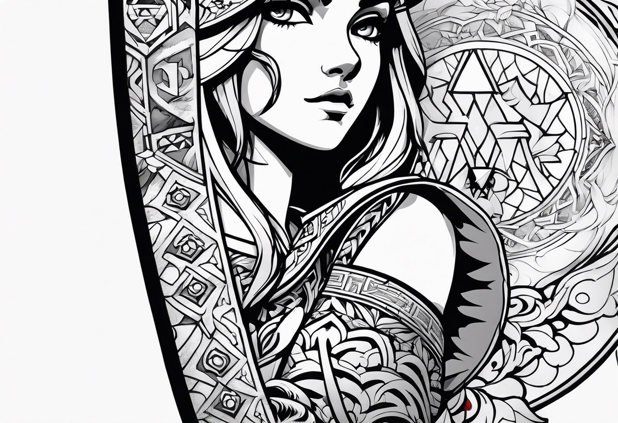 Legend Of Zelda arm sleeve tattoo idea