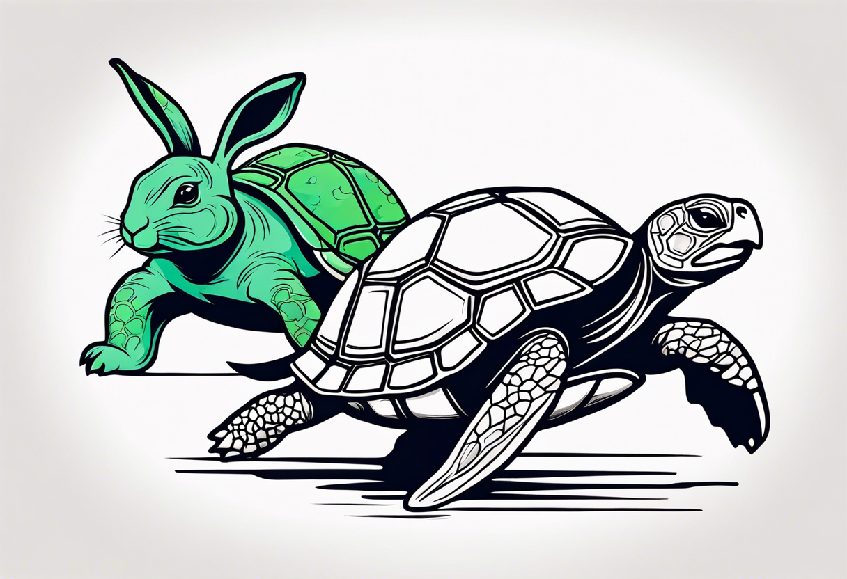 A Rabbit and a Turtle running tattoo idea
