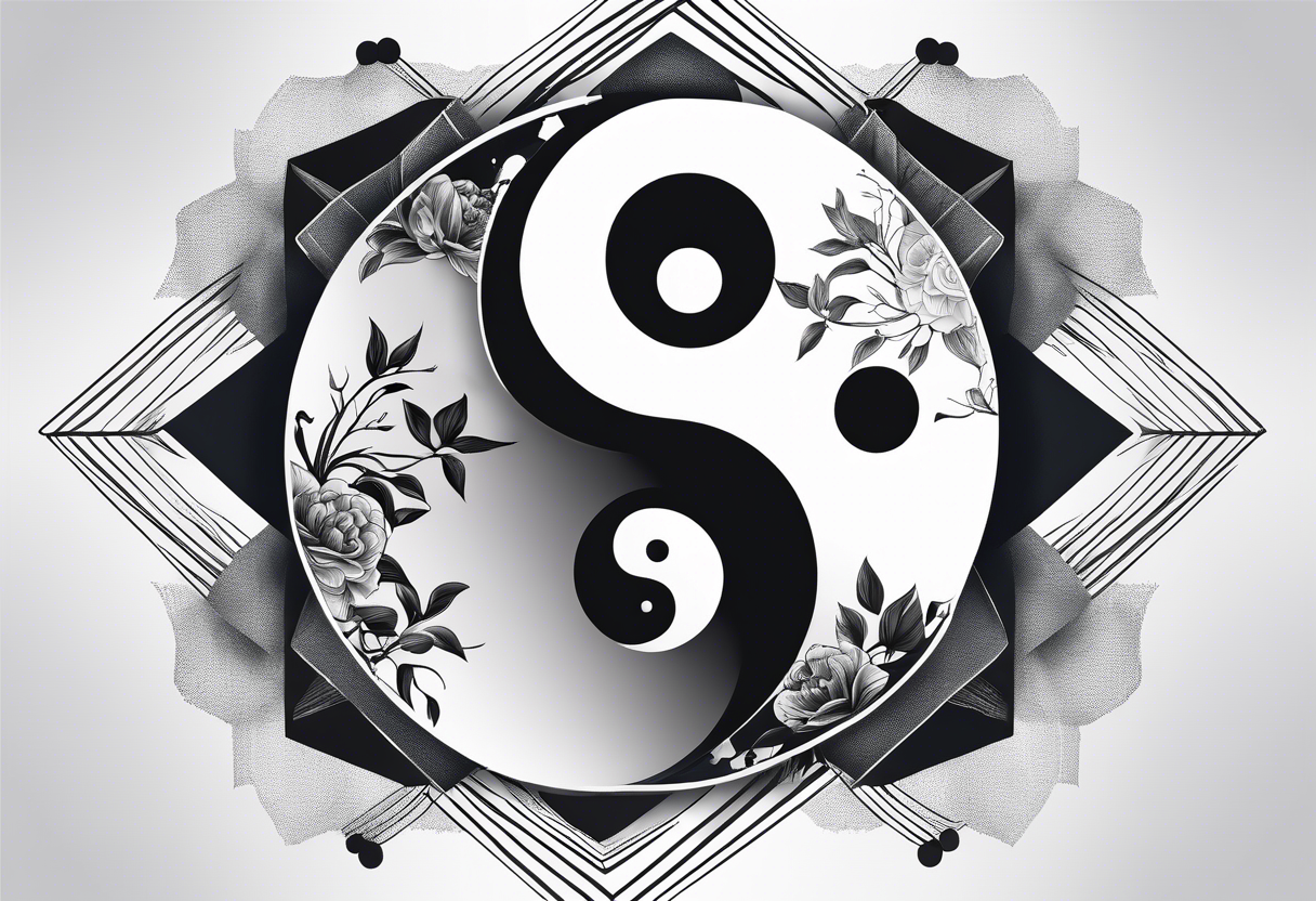 a hexagonal figure depicting ying and yang tattoo idea