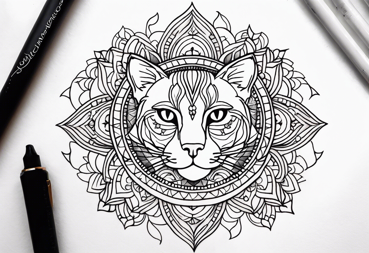 Cat mandala tattoo idea