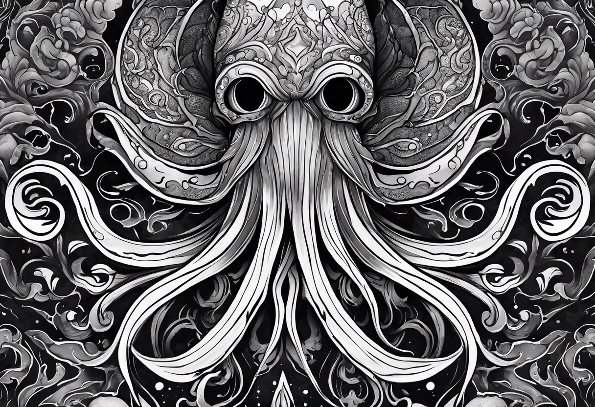 The horrifying squid hides itself in ink and turns the color of its body to black to blend into the dark tattoo idea