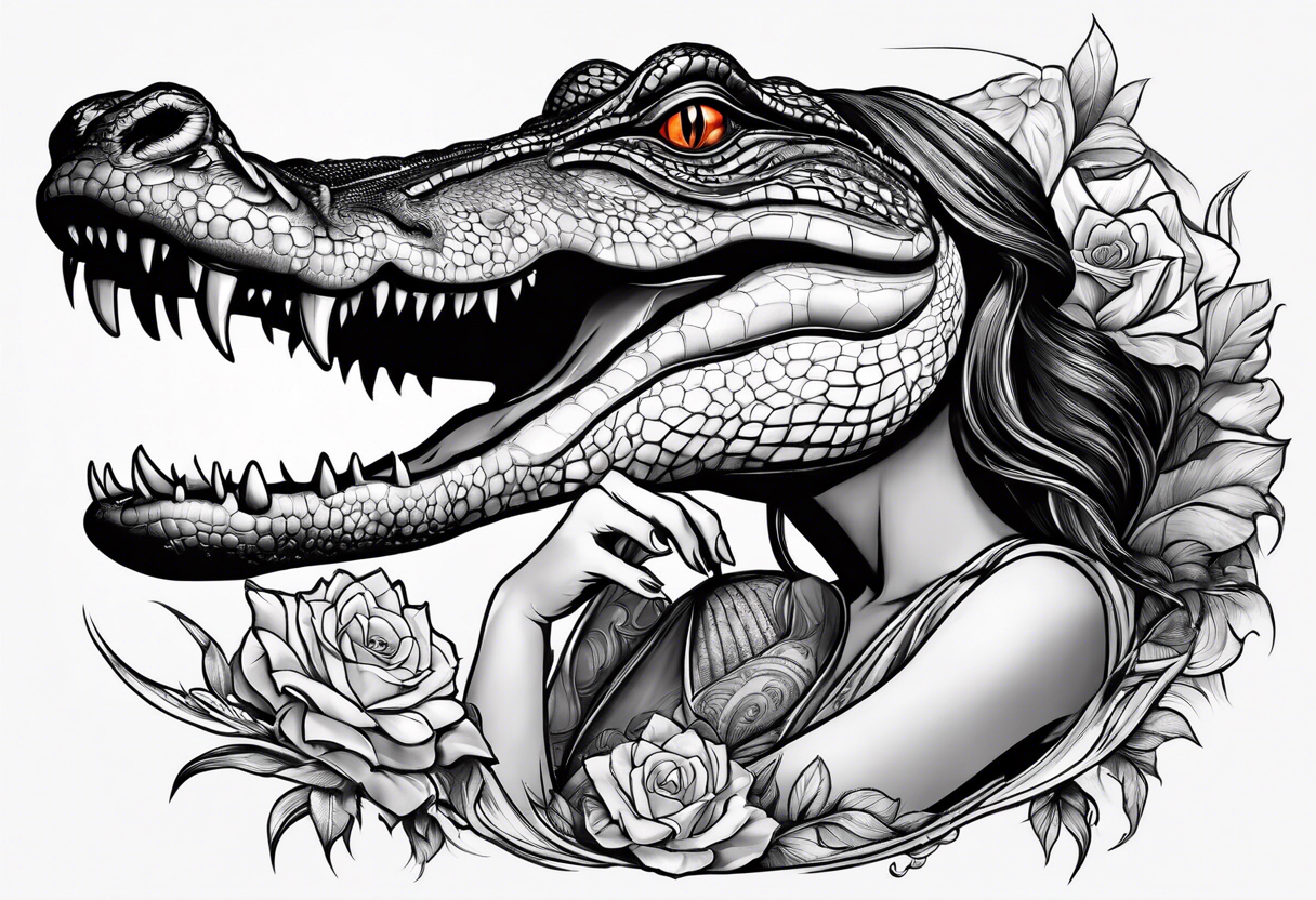 Alligator eating a woman tattoo idea