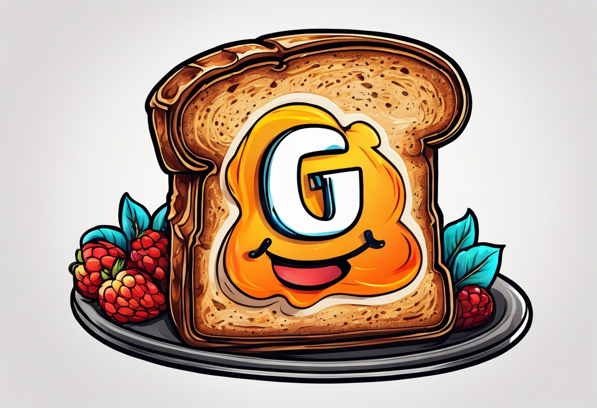 Burnt toast with the letters LGNTW carved into it tattoo idea