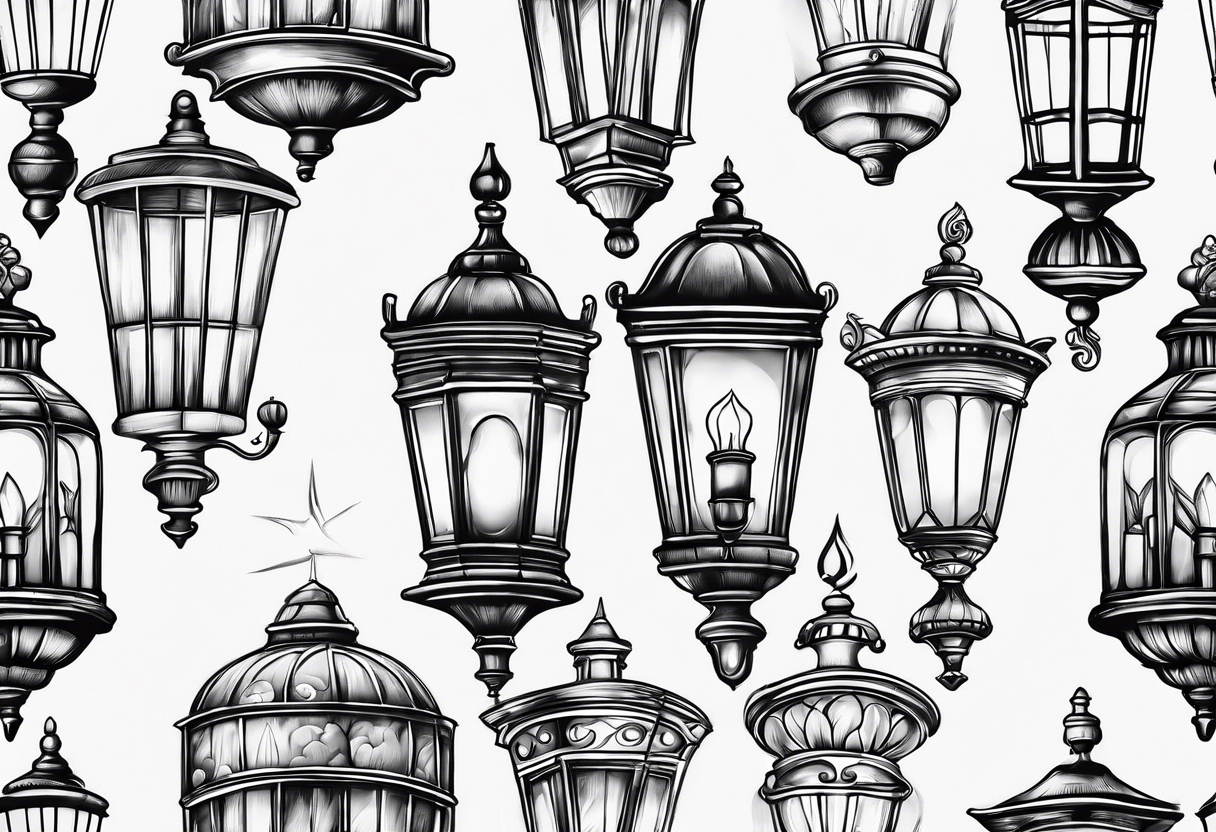 Street lamp whole thing no background tattoo idea