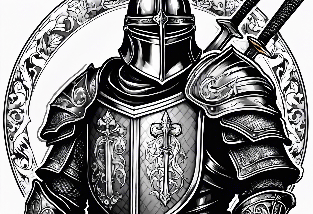 Medieval knight holding a sword tattoo idea