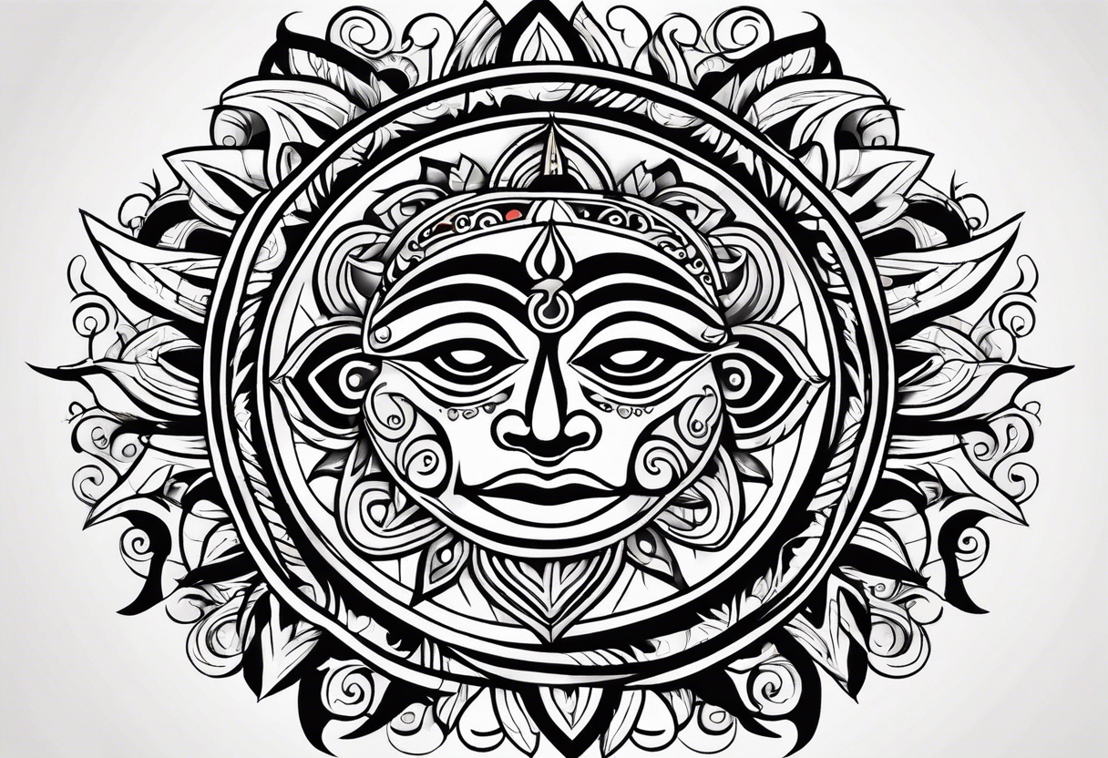 Puerto Rican taino tribal sun tattoo idea