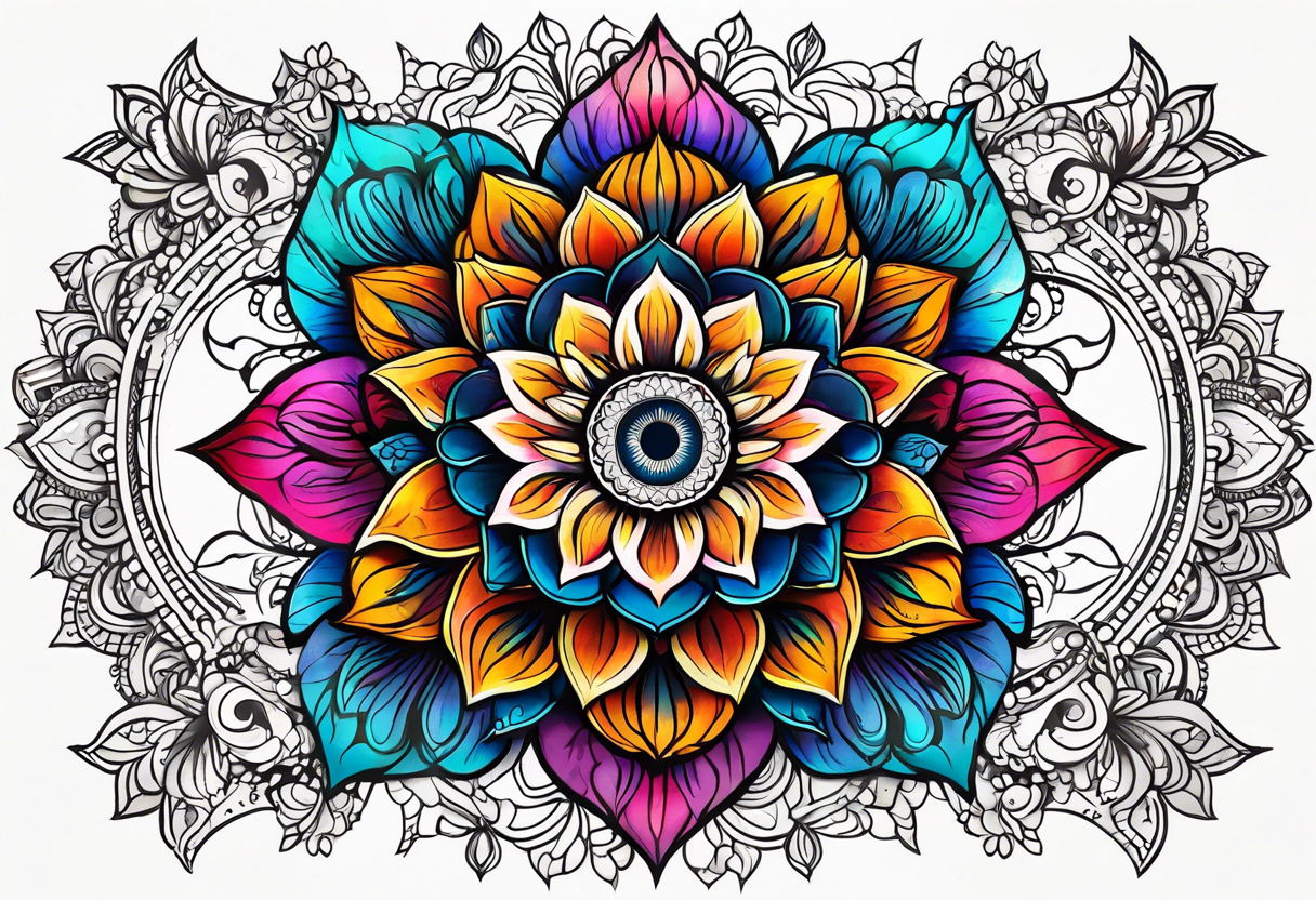 mandala lotus lace third eye tattoo idea