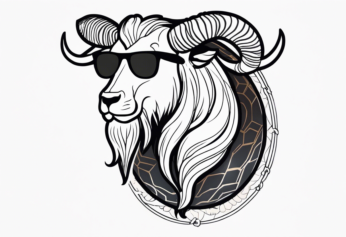 capricorn with beard and sunglasses tattoo idea