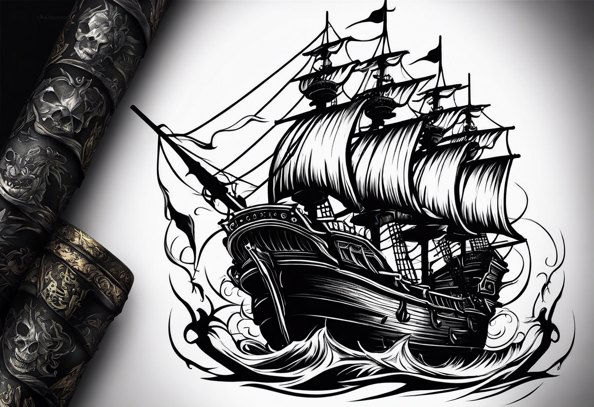 Tattoo version of the Black Pearl I got today : r/piratesofthecaribbean