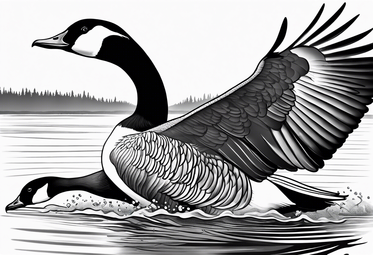 canadian goose trying to fly tattoo idea