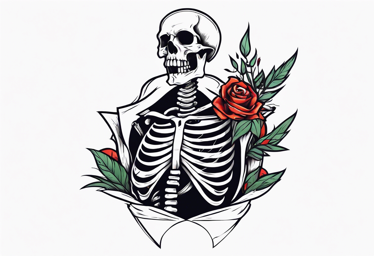 skeleton stabbed through chest with broadswoard tattoo idea