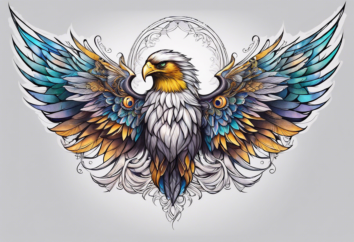 Seraphim with many wings and different eyes tattoo idea