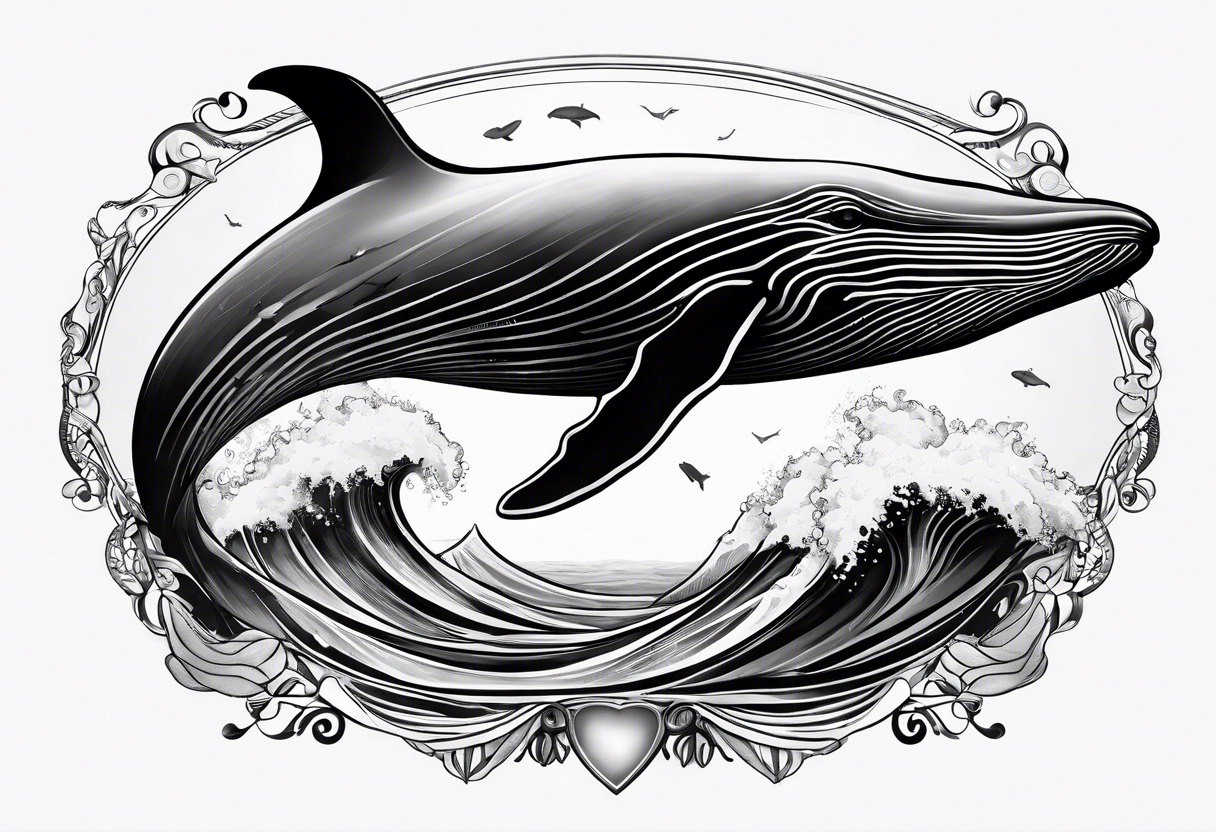 humpback whale on white background, black and white fit in picture tattoo idea