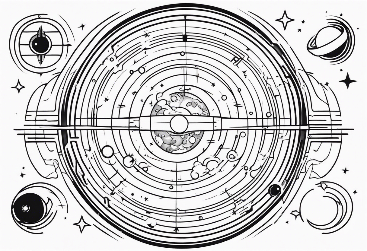 space time surface bend schematic tattoo idea