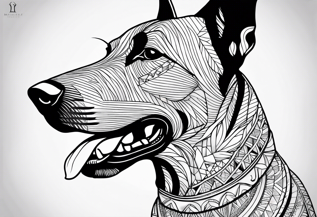 tropical egyptian dobermann tattoo idea