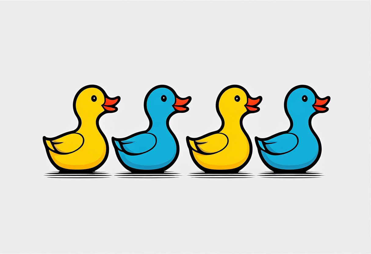 3 rubber ducks in a row side profile 

they are facing to the right tattoo idea