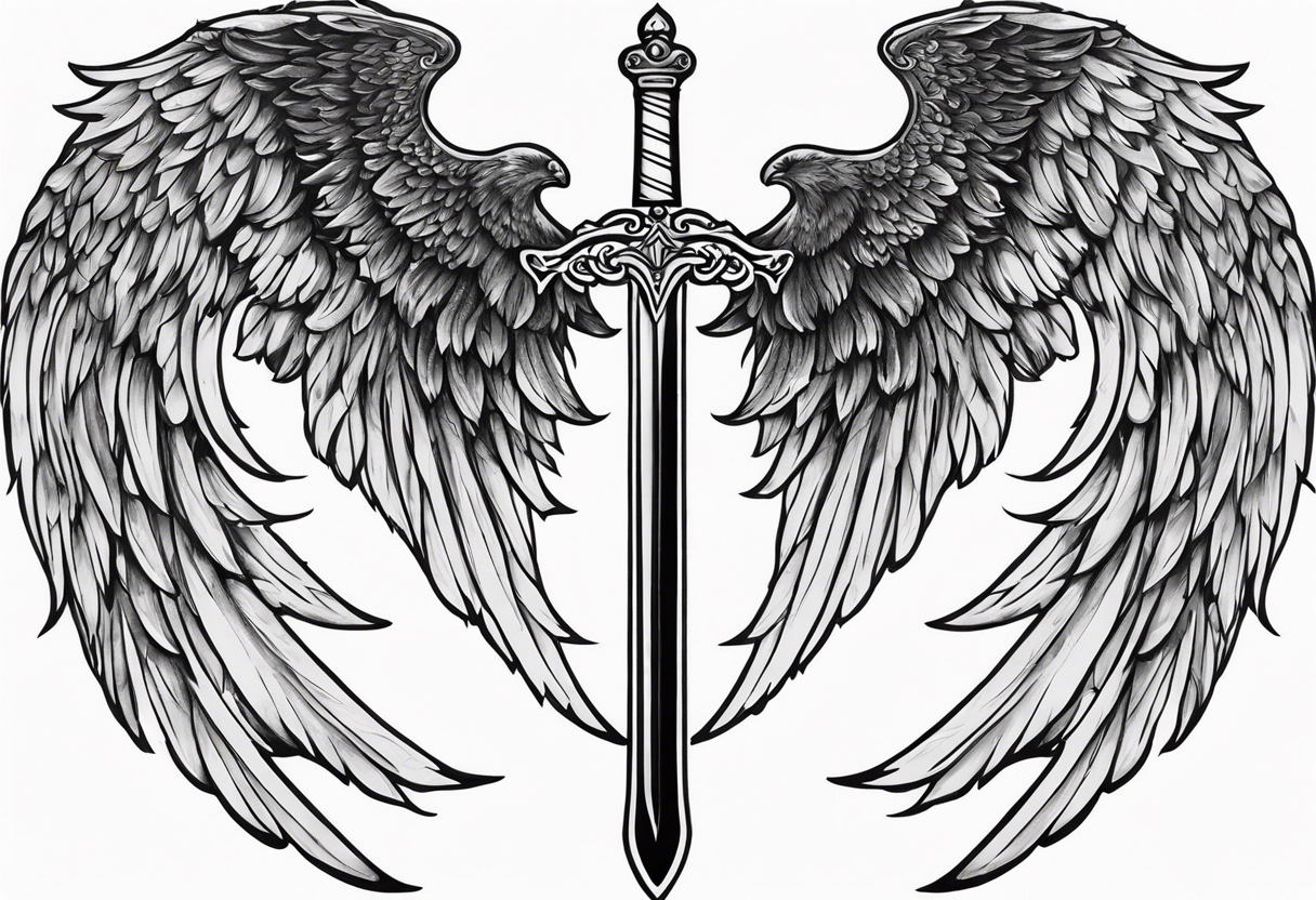 Sword with angel wings tattoo idea