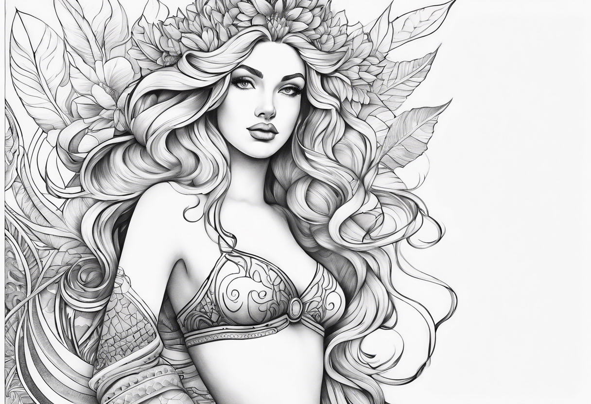 Leg sleeve of the Goddess Venus, blonde, full body tattoo idea