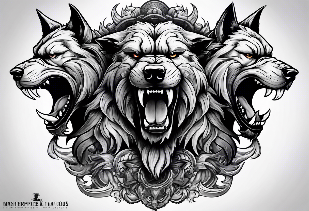 angry Cerberus tattoo idea