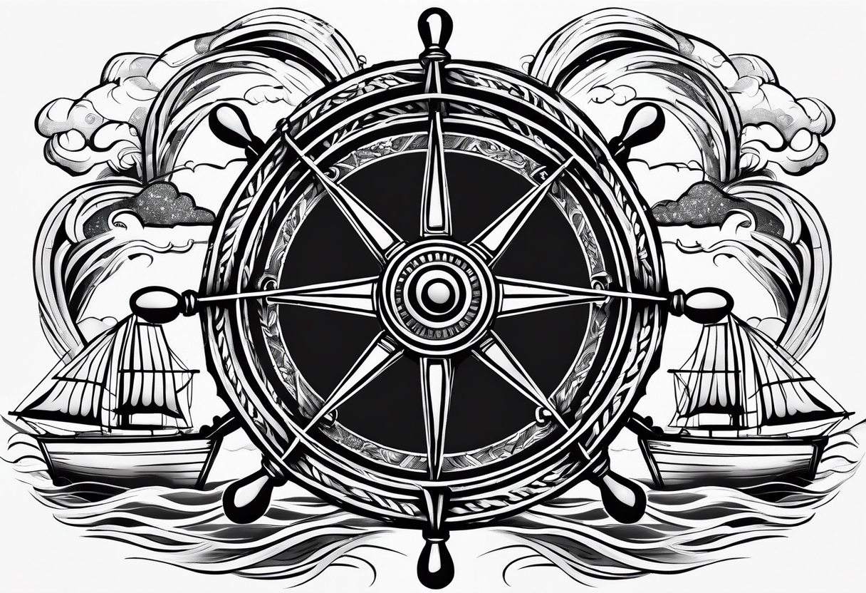 Ships wheel in a storm tattoo idea