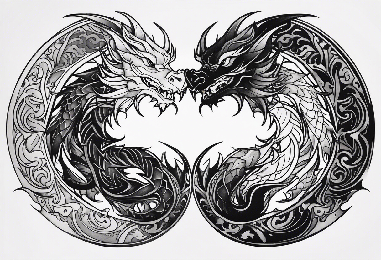 dragons in a yin and yang shape tattoo idea