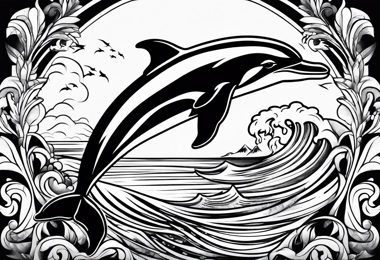 simple dolphin representing victory tattoo idea