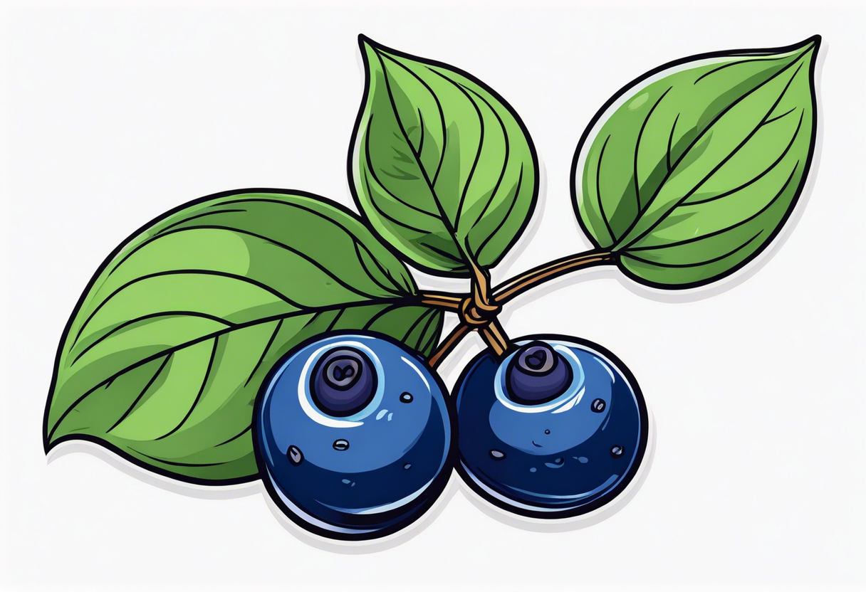 3 blueberries with a single leaf tattoo idea