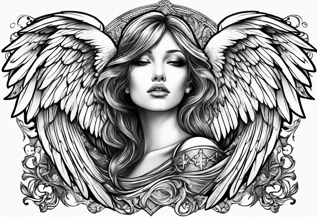 the wings of an angel with a cross tattoo idea