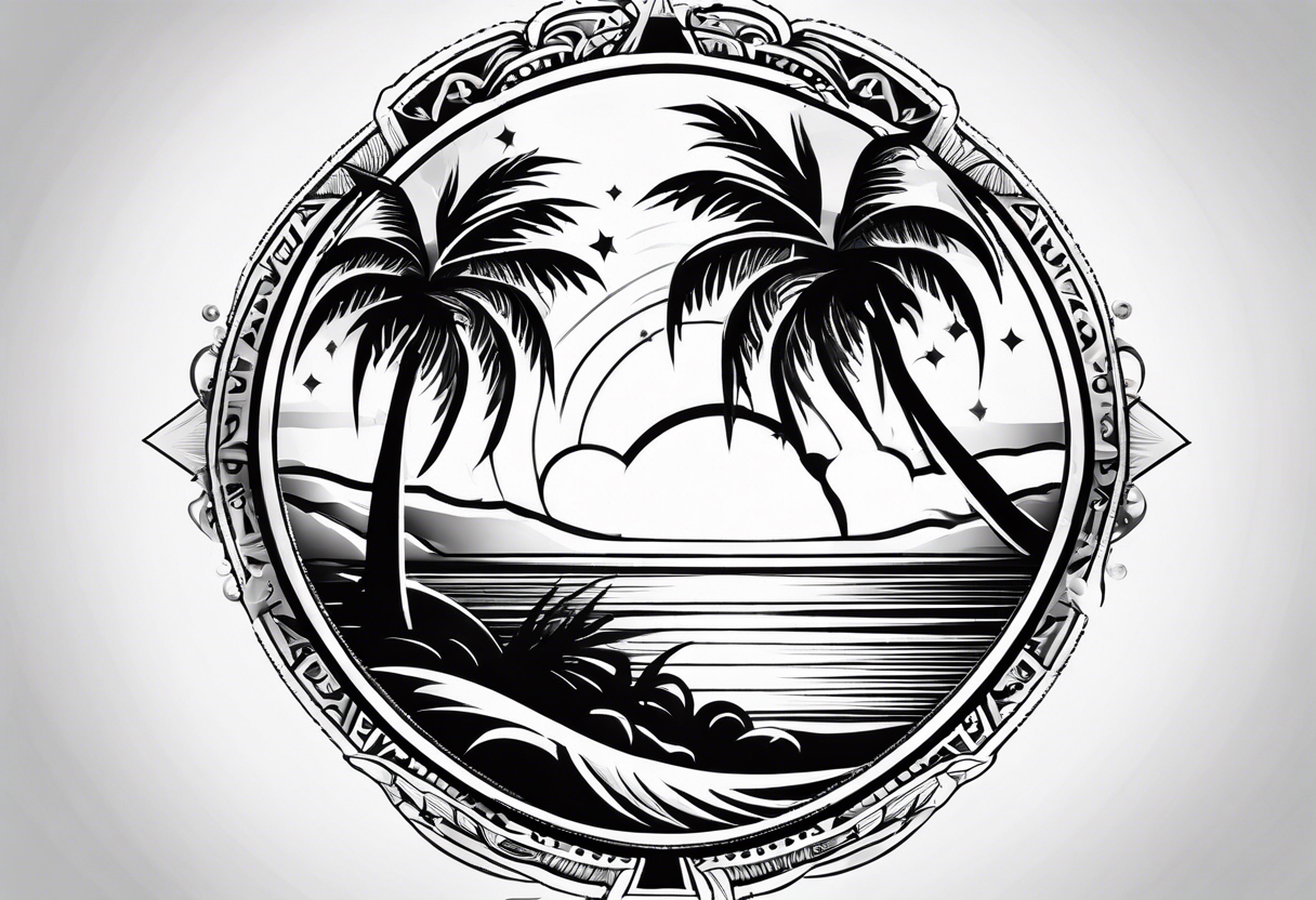 gambling sun palm tree tattoo idea