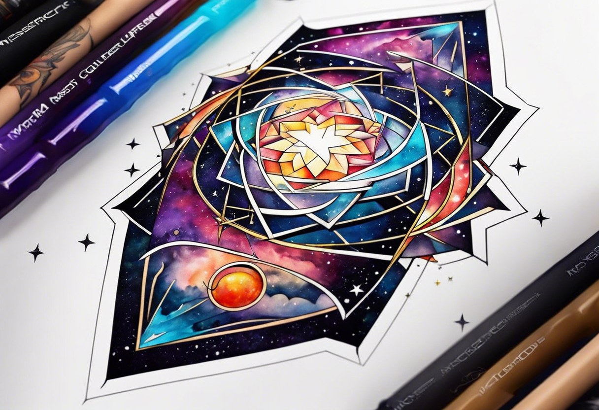 Secret geometry in the space galaxy tattoo idea