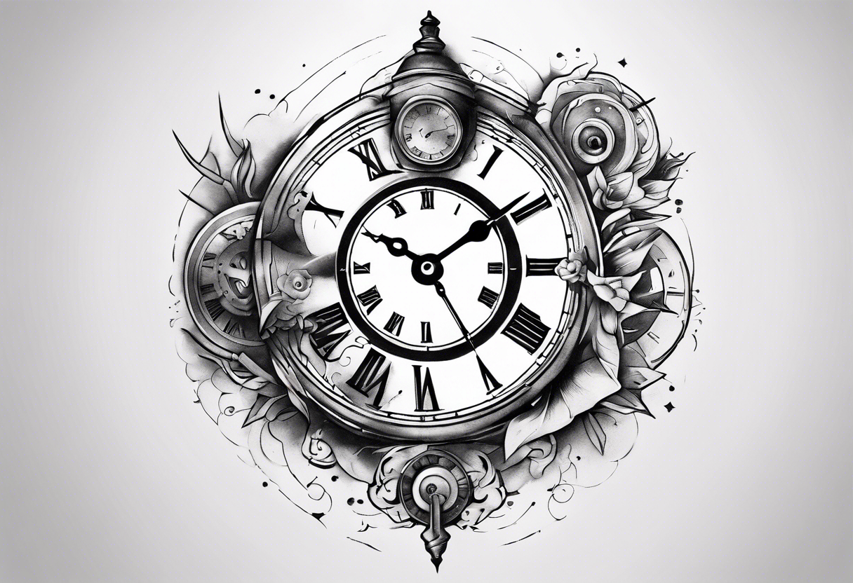 Generate a tattoo idea inspired by the concept of time and its fluidity, incorporating clockwork or hourglass imagery for a meaningful representation on the back of the forearm tattoo idea