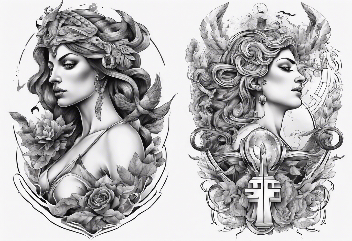 Greek mythology sleeve tattoo for women of power and success tattoo idea