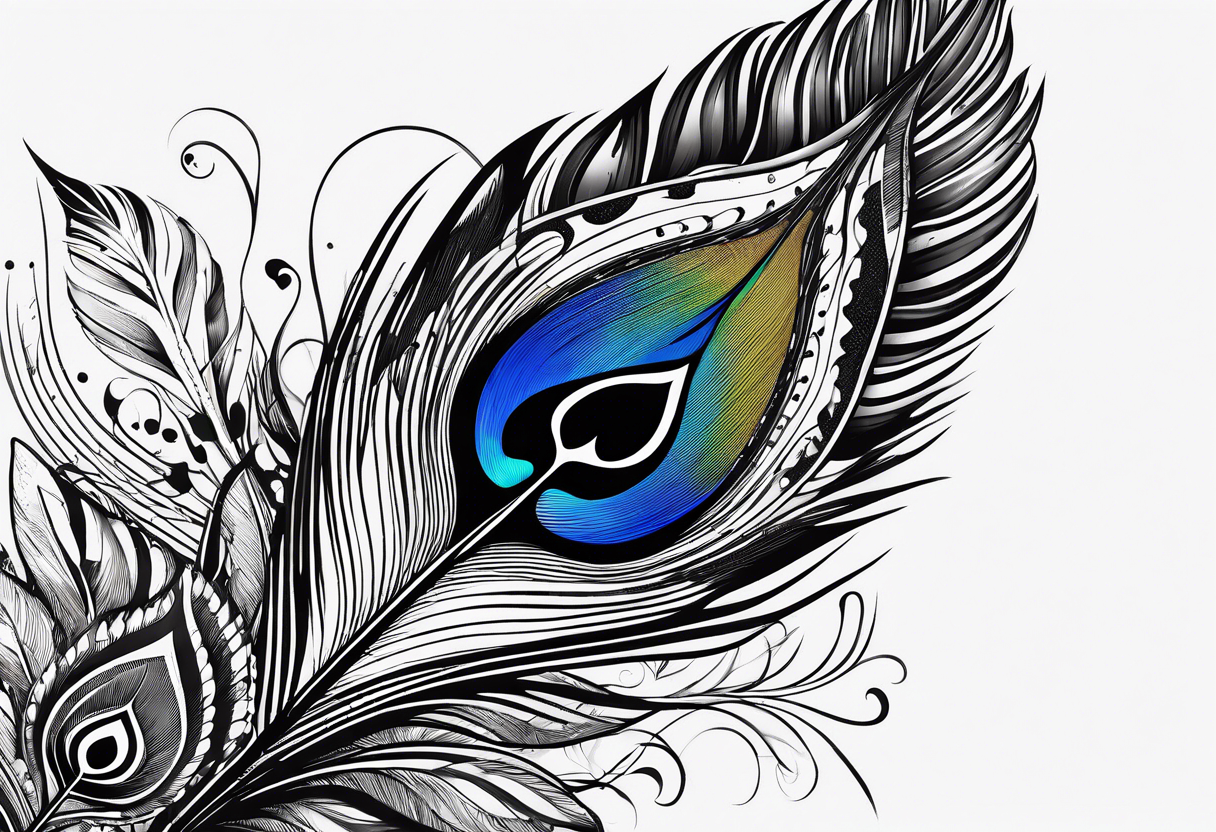 pen arrow peacock feather tattoo idea